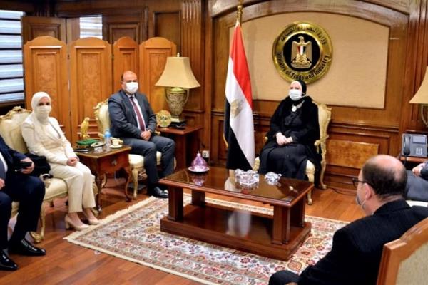 وزيرة الصناعة تبحث مع وفد غرفة التجارة العربية الامريكية سبل زيادة الصادرات المصرية